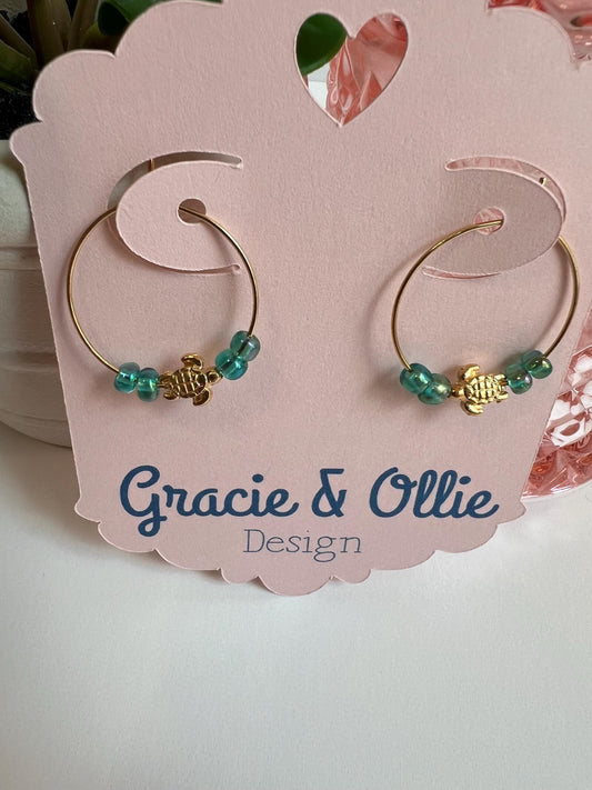 Handcrafted Hoop Earrings - birthday gift, beaded jewelry, present, stocking stuffer