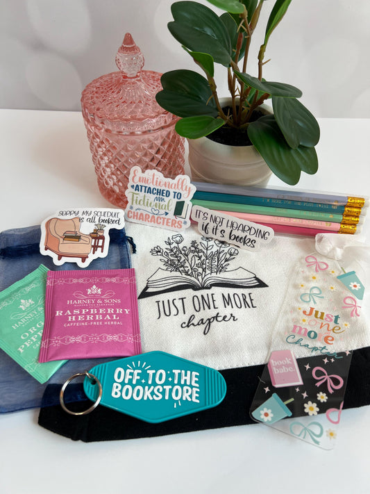 Book Lover Gift - bookmark, stickers, bag, pencils, keychain, tea, Christmas, Birthday