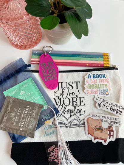 Book Lover Gift - bookmark, stickers, bag, pencils, keychain, tea, Christmas, Birthday