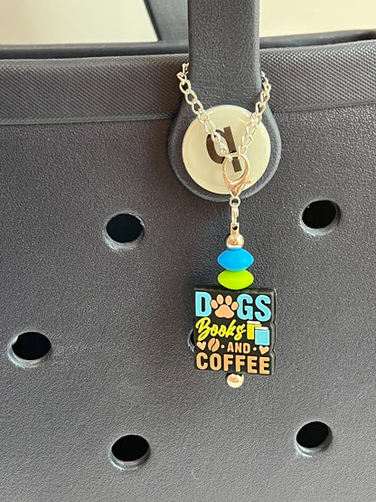 Tumbler Cup Charm: Stanley/Bogg Bag Accessory - Dog, Book & Coffee