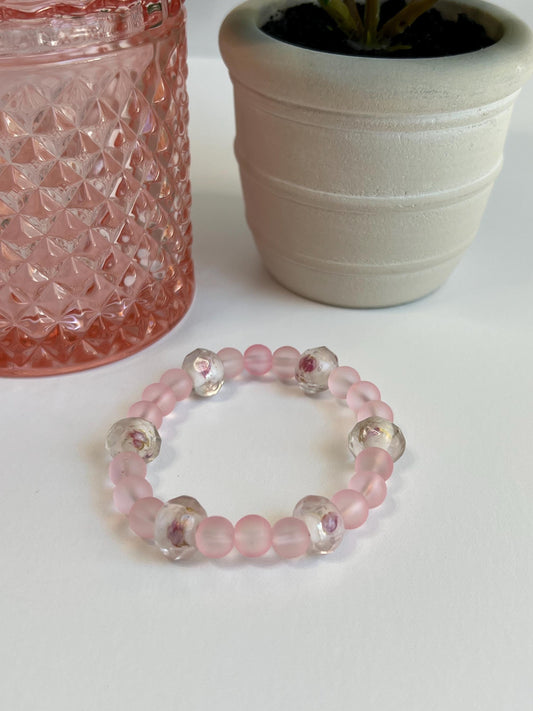 Handmade Pink Beaded Bracelet: Stretchy Cord Jewelry
