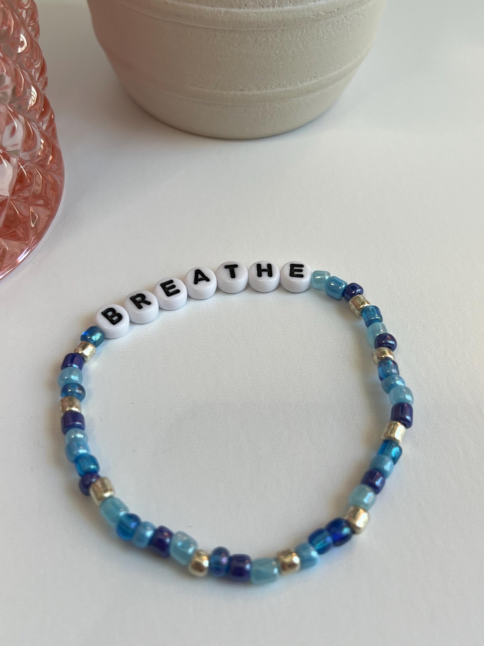 Handmade Beaded Bracelet: Blue & Silver 'Breathe' Jewelry