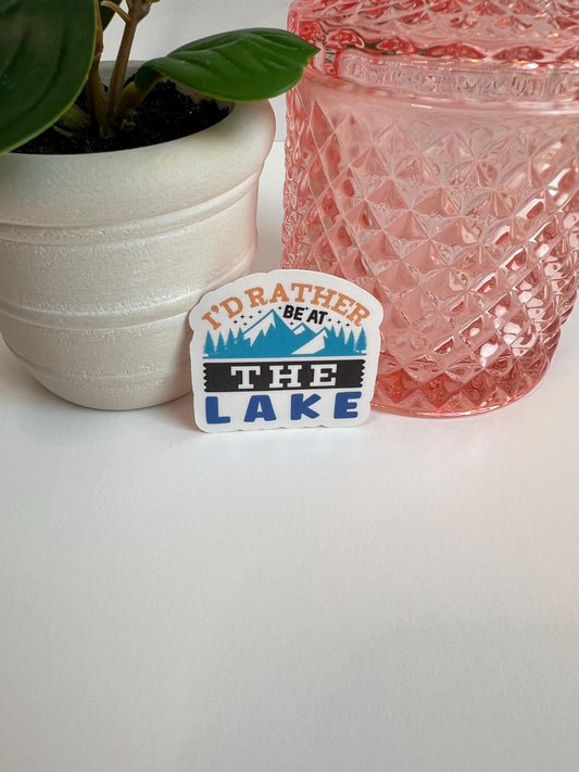 I'd Rather Be At The Lake sticker -water-resistant, water bottles, laptop, kindle, mug