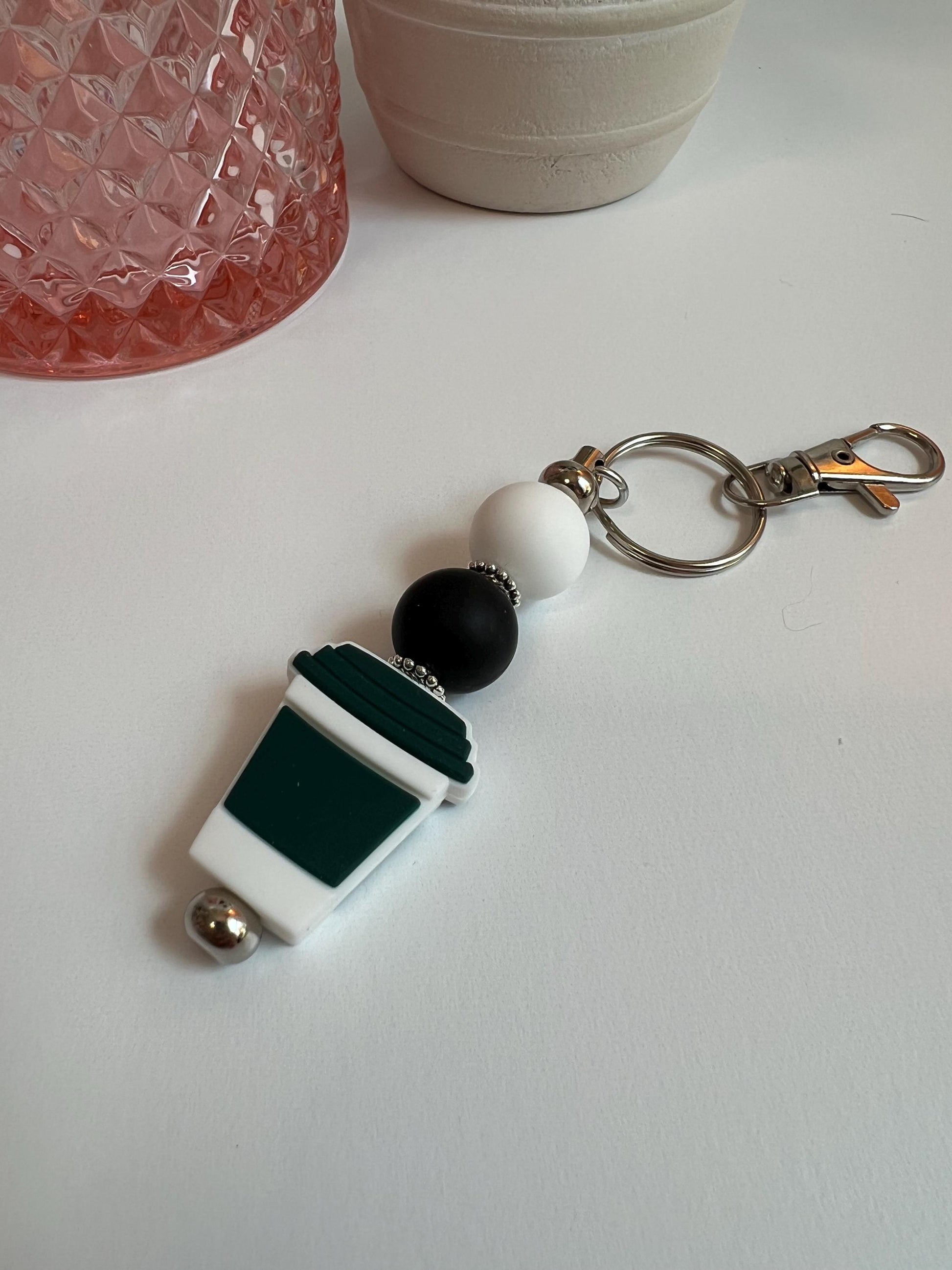Coffee Cup Silicone Bead Keychain: Small Gift