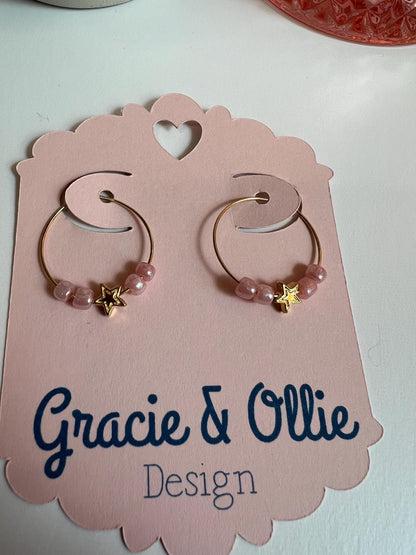 Handcrafted Hoop Earrings - birthday gift, beaded jewelry, present, stocking stuffer