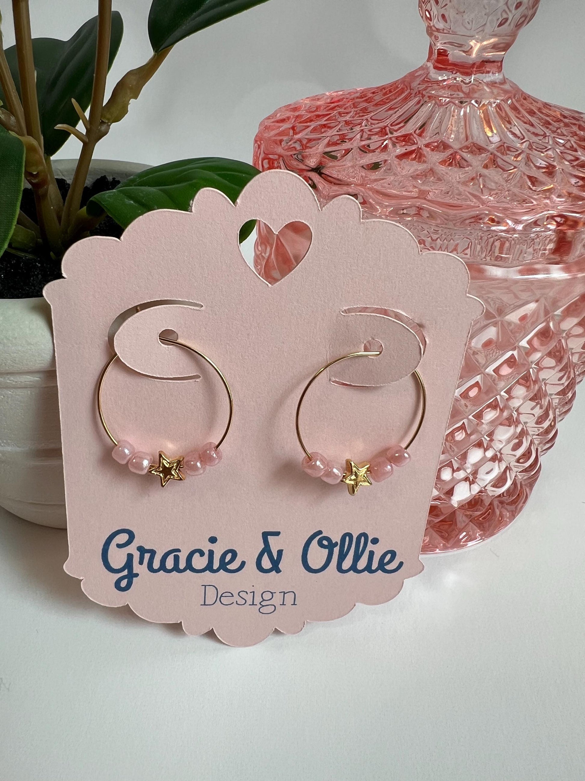 Handcrafted Hoop Earrings - birthday gift, beaded jewelry, present, stocking stuffer