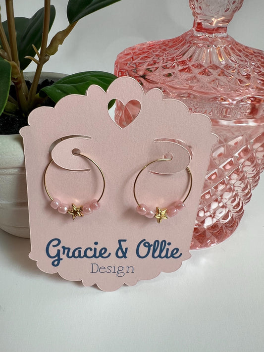 Handcrafted Hoop Earrings - birthday gift, beaded jewelry, present, stocking stuffer