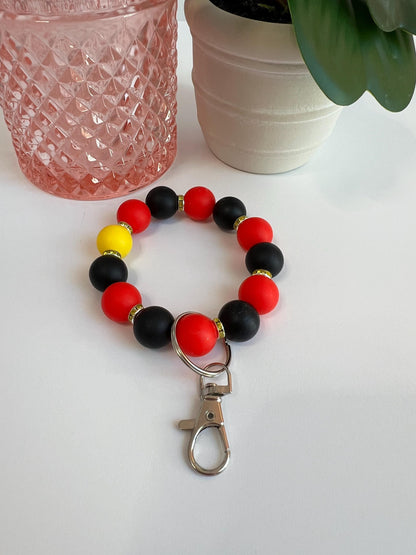 Silicone Beaded Keychain Bracelet - ID Holder, Cruise, Work, Beaded Jewelry