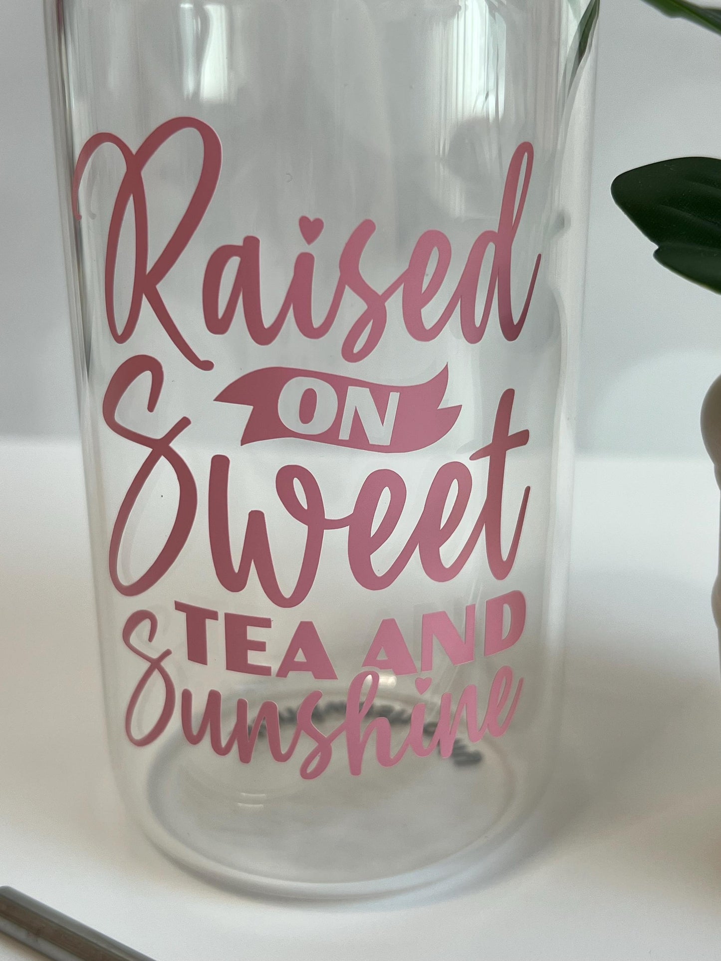Sweet Tea & Sunshine Glass Tumbler: Iced Coffee Cup with Bamboo Lid