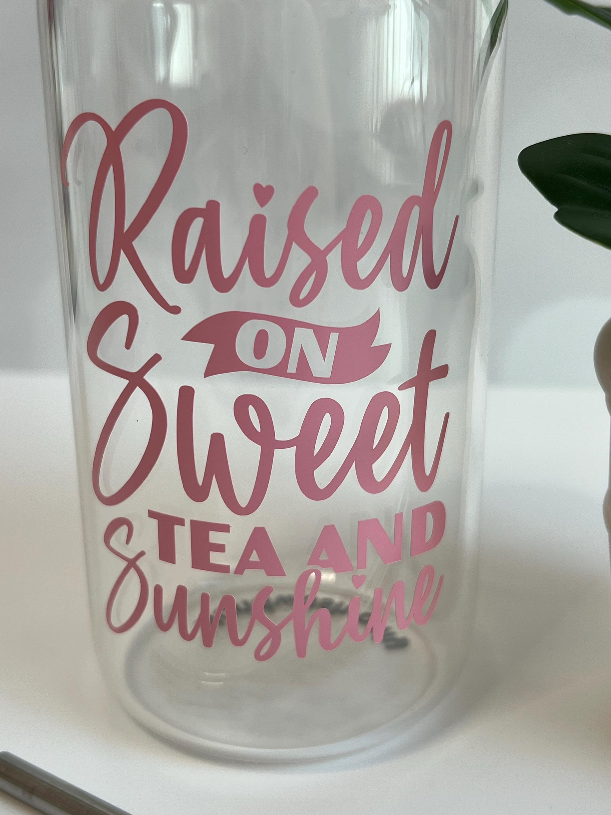Sweet Tea & Sunshine Glass Tumbler: Iced Coffee Cup with Bamboo Lid