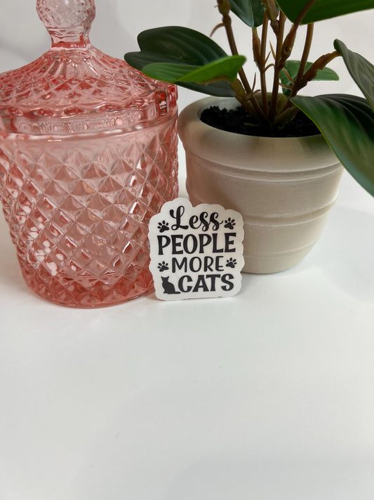 Less People More Cats sticker - water-resistant, water bottles, laptop, kindle, mug