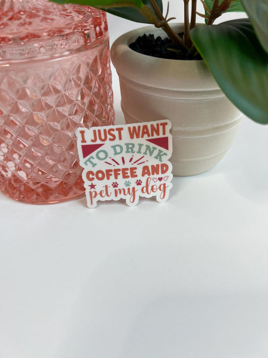 Coffee and Dog Sticker: Water-Resistant Laptop Decal