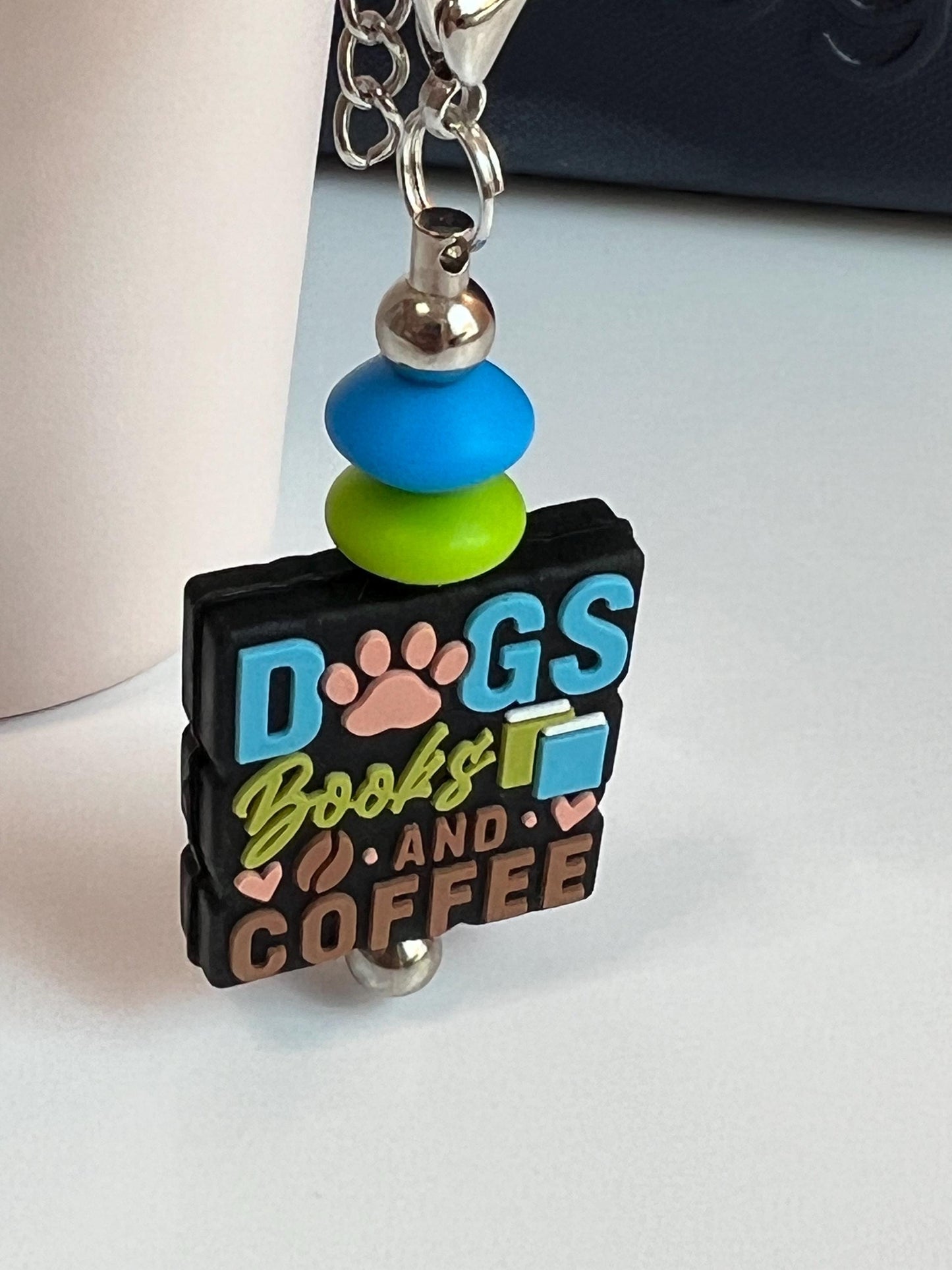 Tumbler Cup Charm: Stanley/Bogg Bag Accessory - Dog, Book & Coffee