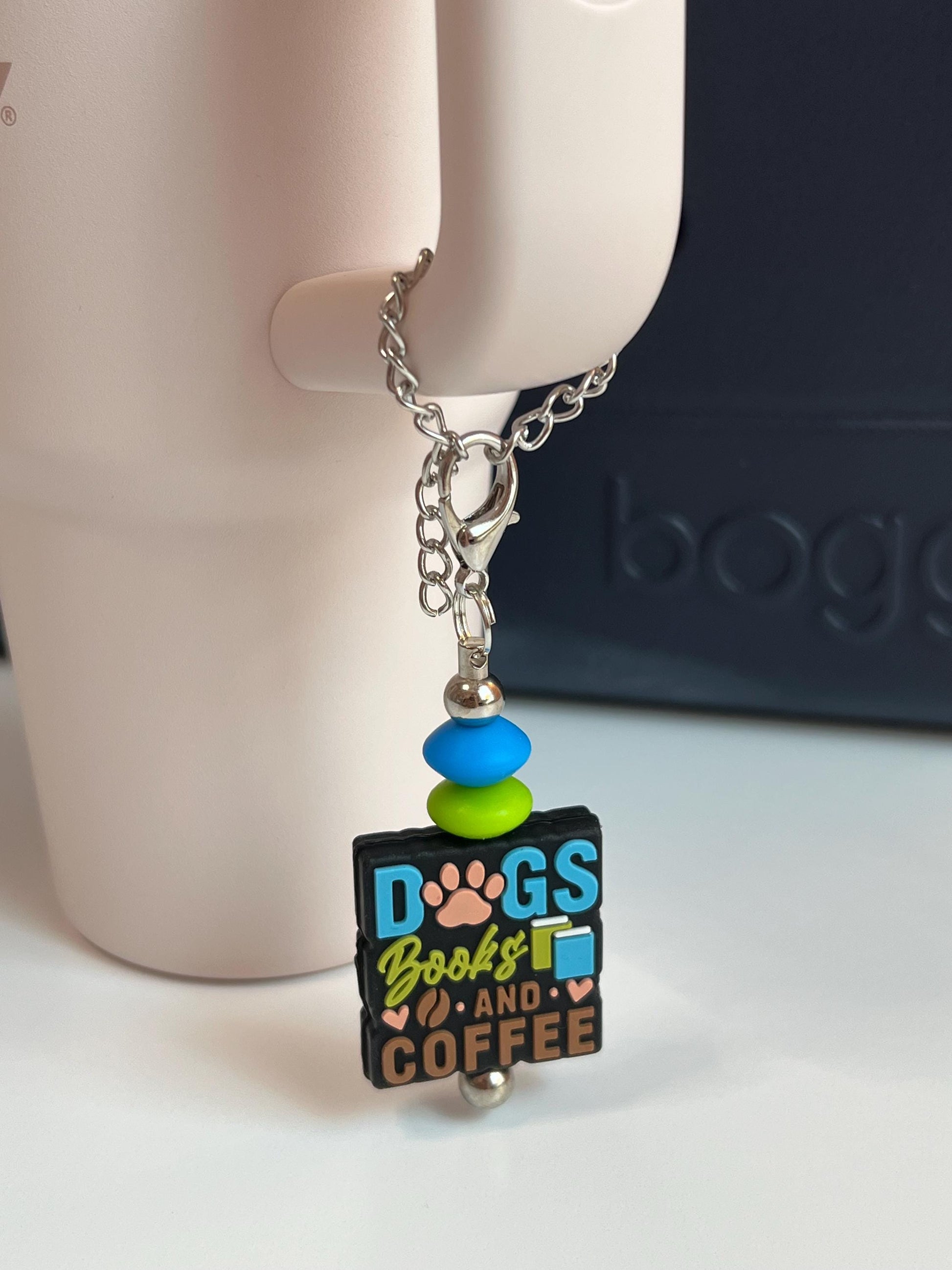 Tumbler Cup Charm: Stanley/Bogg Bag Accessory - Dog, Book & Coffee