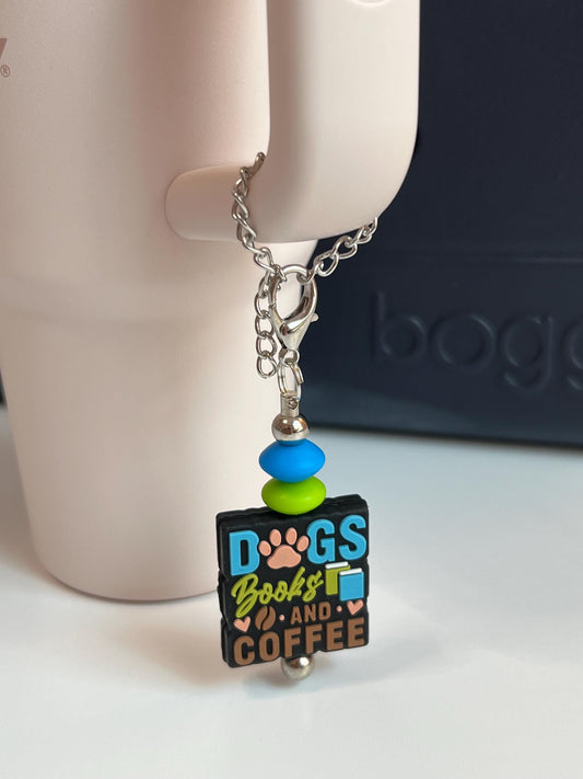 Tumbler Cup Charm: Stanley/Bogg Bag Accessory - Dog, Book & Coffee