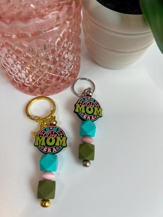 Dog Mom Era Silicone Bead Keychain: Bag Charm, Stocking Stuffer
