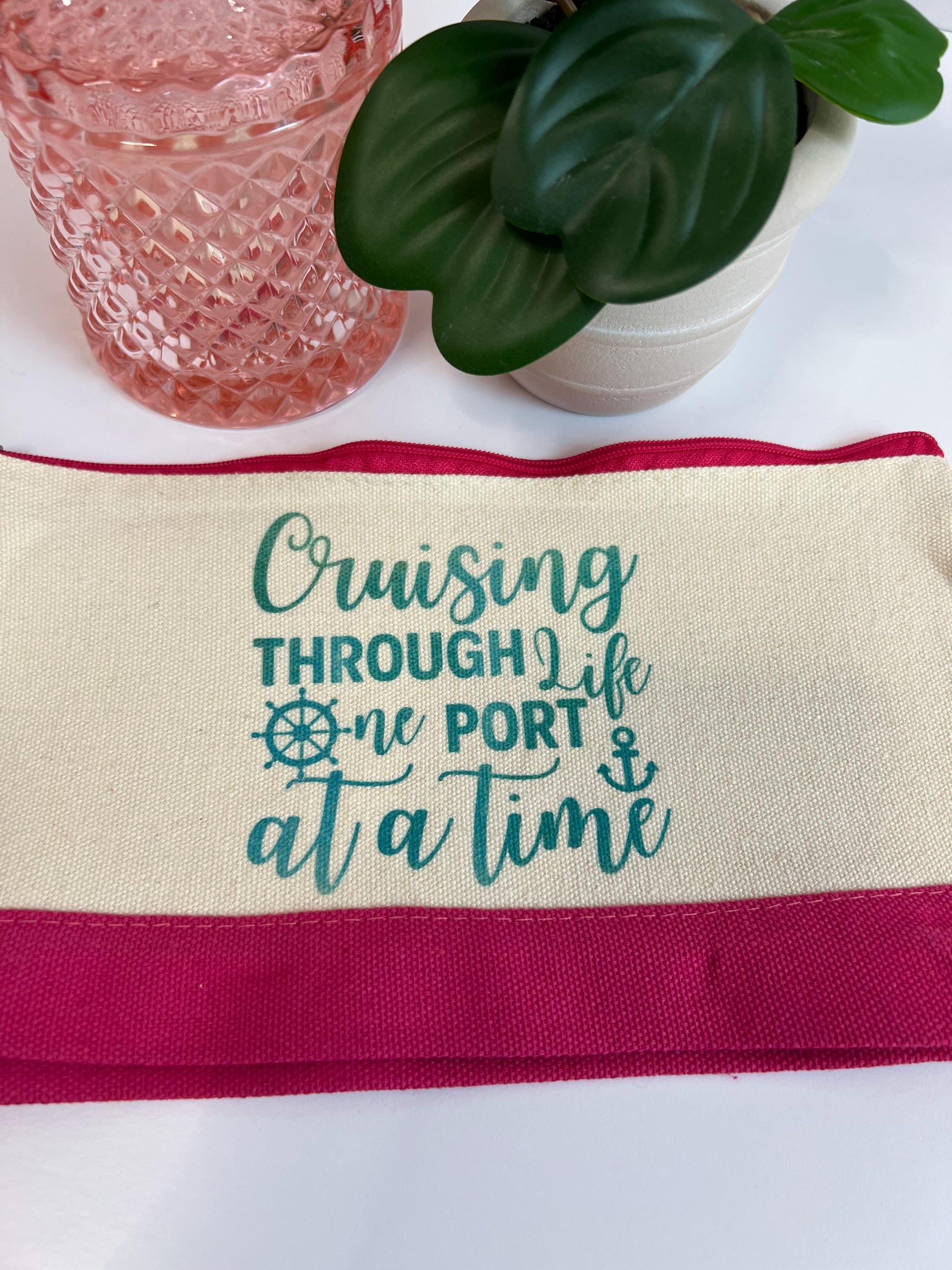 Cruise Essentials Makeup Bag: "Cruising Through Life" Wristlet