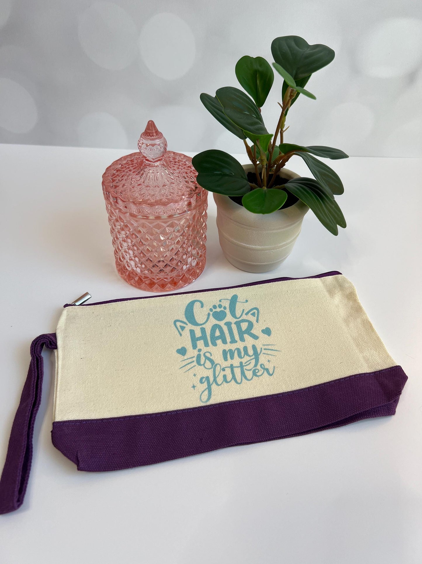 Cat Lover Makeup Bag: "Cat Hair is my Glitter" Wristlet
