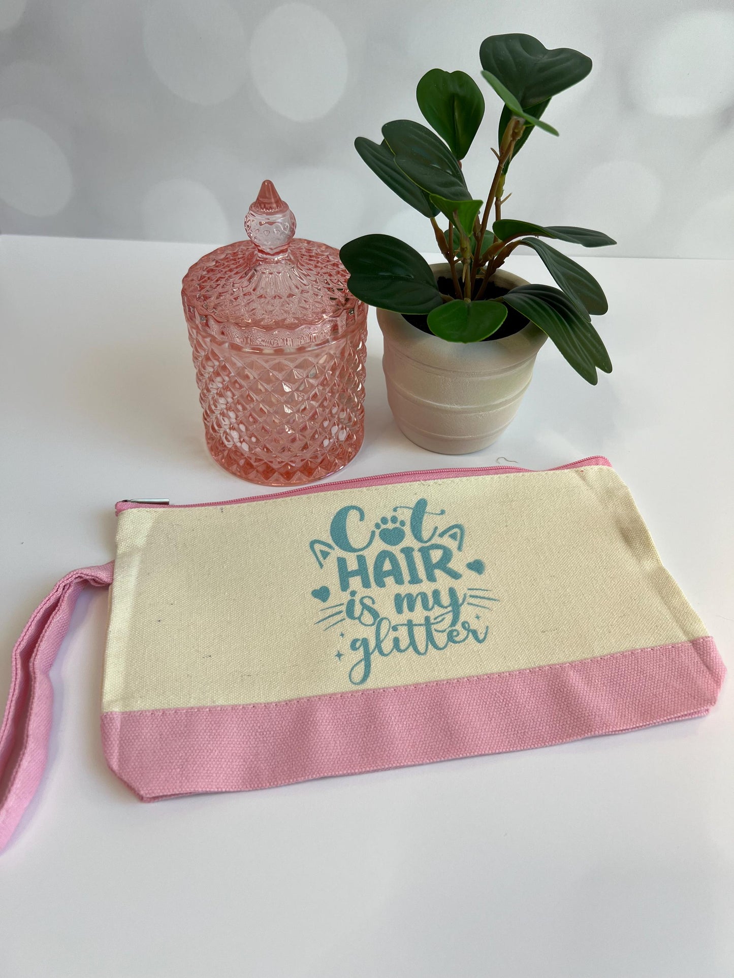 Cat Lover Makeup Bag: "Cat Hair is my Glitter" Wristlet