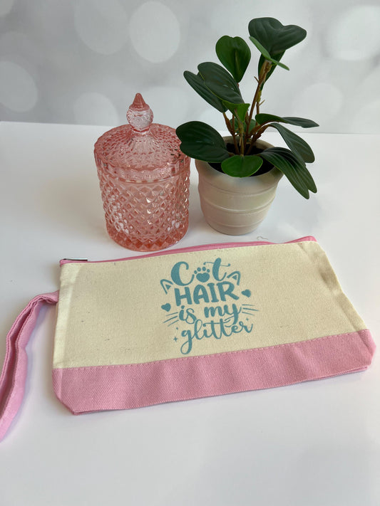 Cat Lover Makeup Bag: "Cat Hair is my Glitter" Wristlet