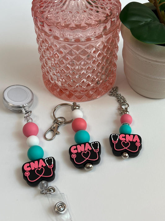 CNA - Badge Reel, Keychain, Tumbler/Bag Charm - Stanley, Bogg, Gift, Medical