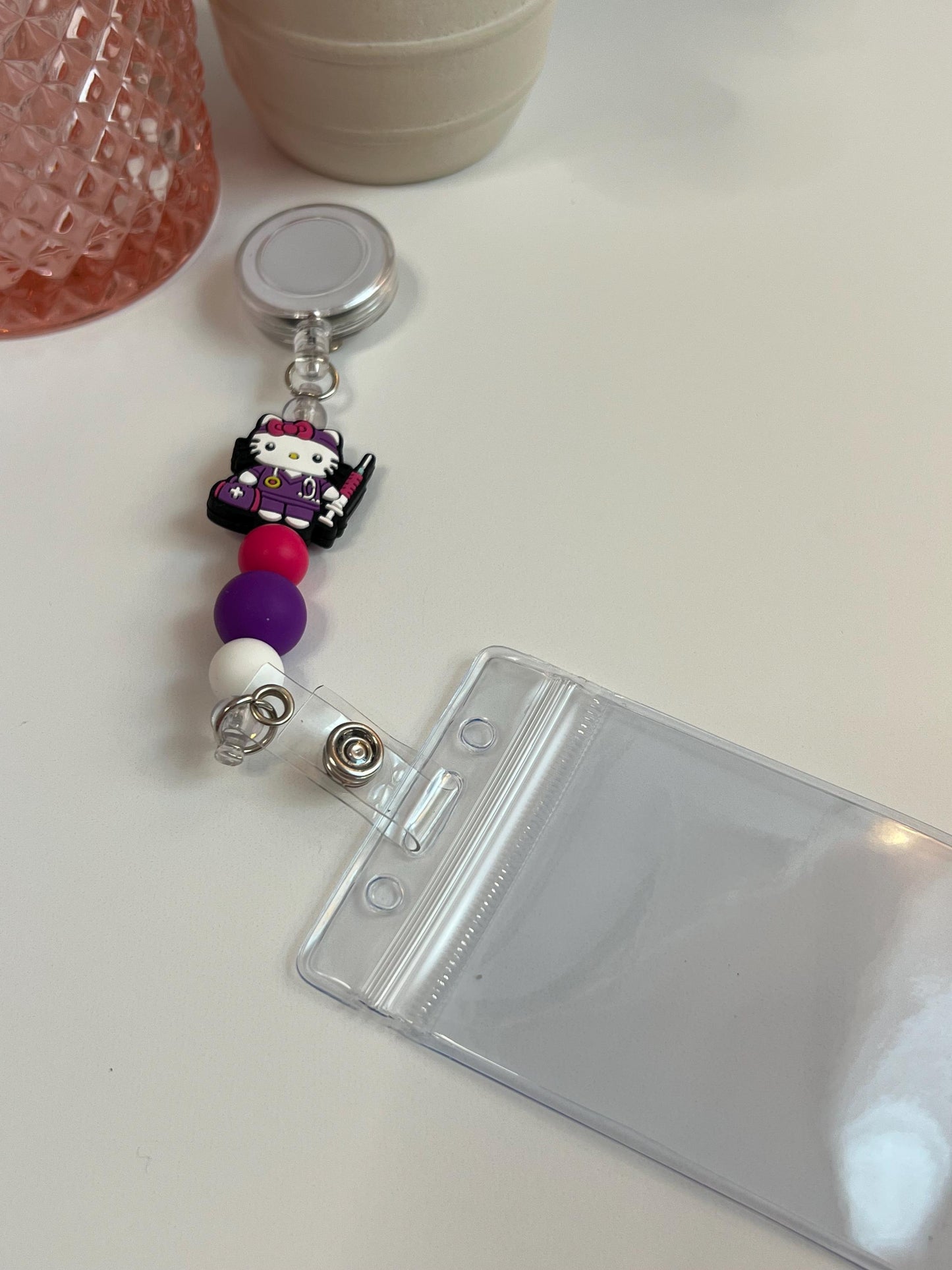 Medical Hello Kitty Badge Holder, Badge Reel, Nurse, PA, CNA, Doctor