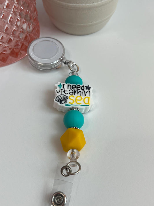 I Need Vitamin Sea Badge Reel: Cruise Vacation ID Holder