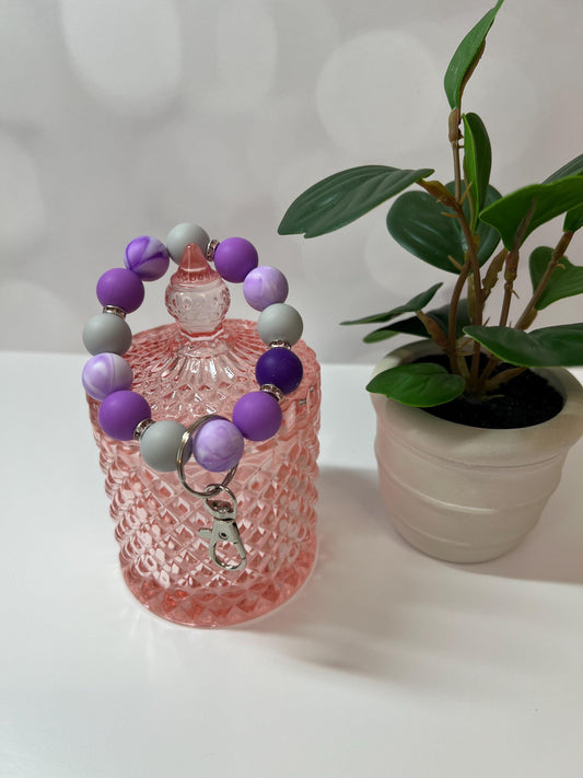 Silicone Beaded Keychain Bracelet - ID Holder, Cruise, Work, Beaded Jewelry