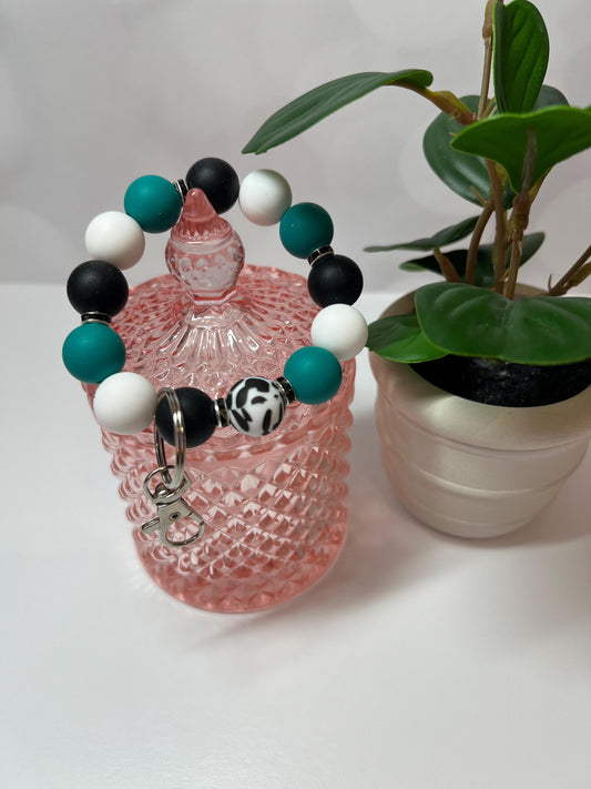 Silicone Beaded Keychain Bracelet - ID Holder, Cruise, Work, Beaded Jewelry