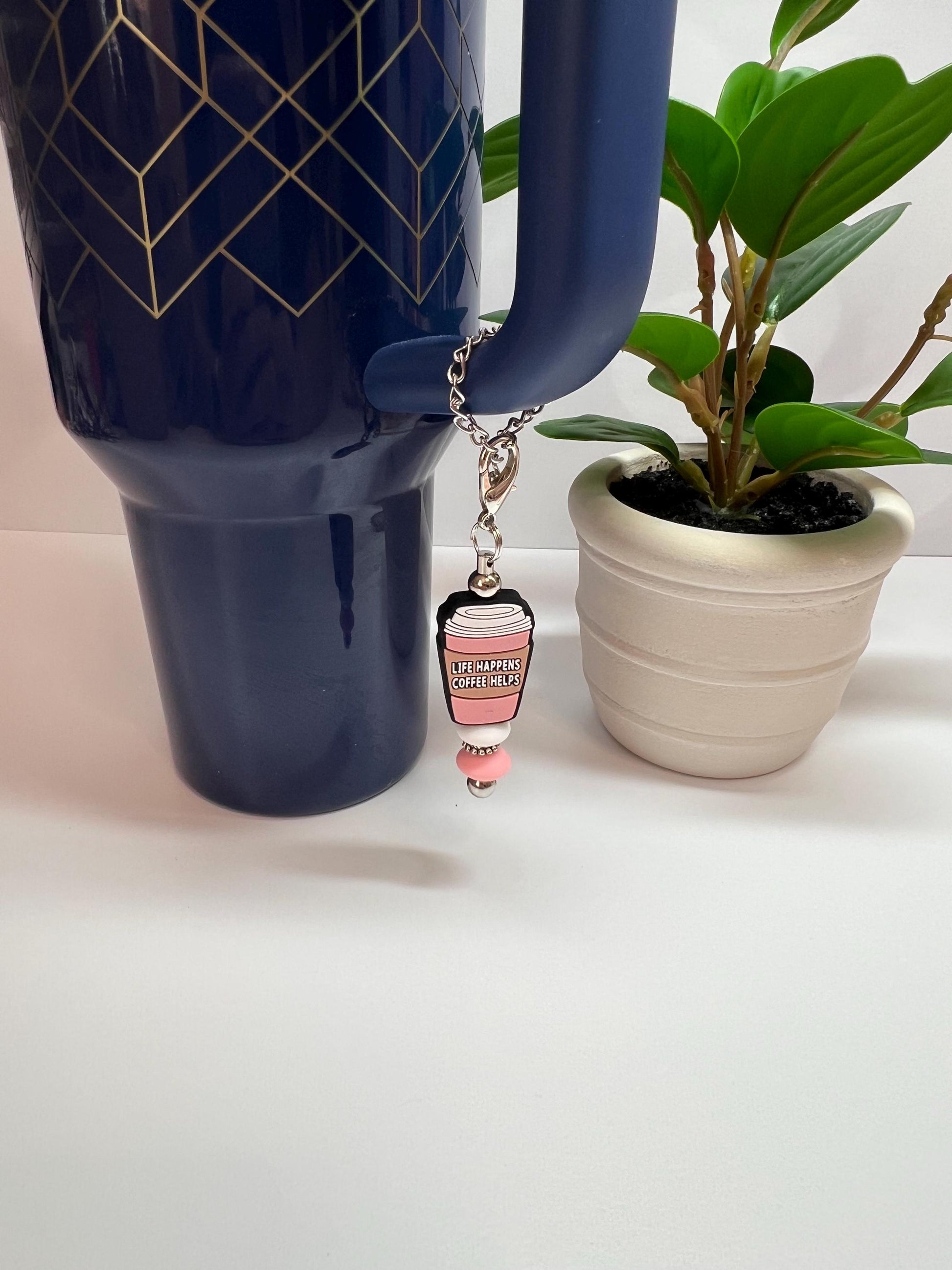 Life Happens Coffee Helps Cup Charm: Stanley/Bogg Bag Accessory