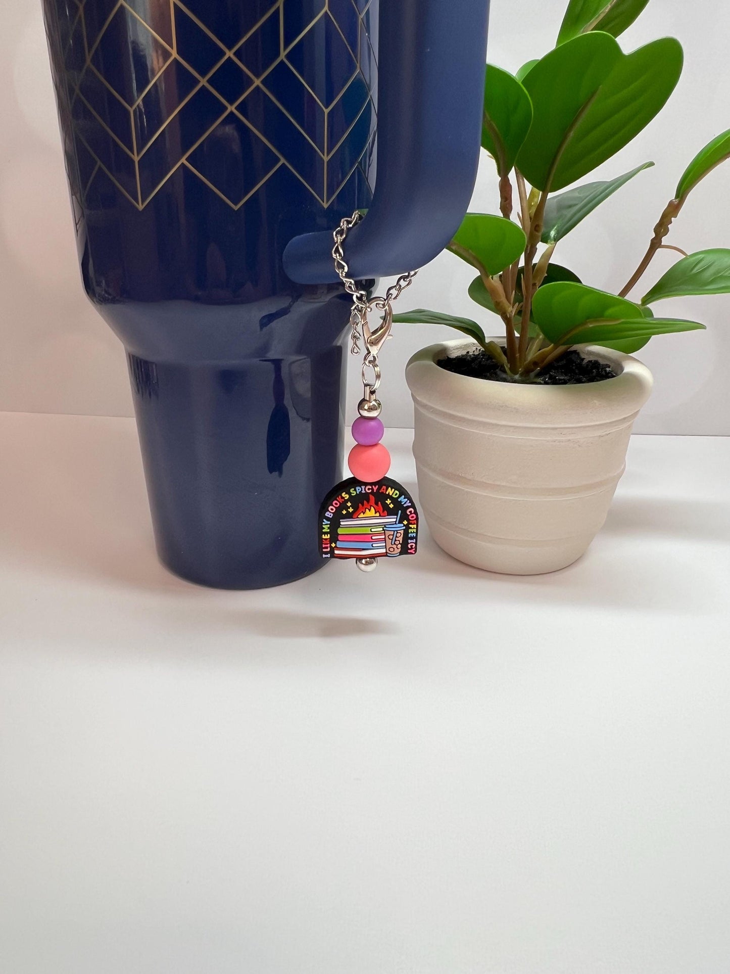Spicy Books Icy Coffee Cup Charm: Stanley/Bogg Bag Accessory