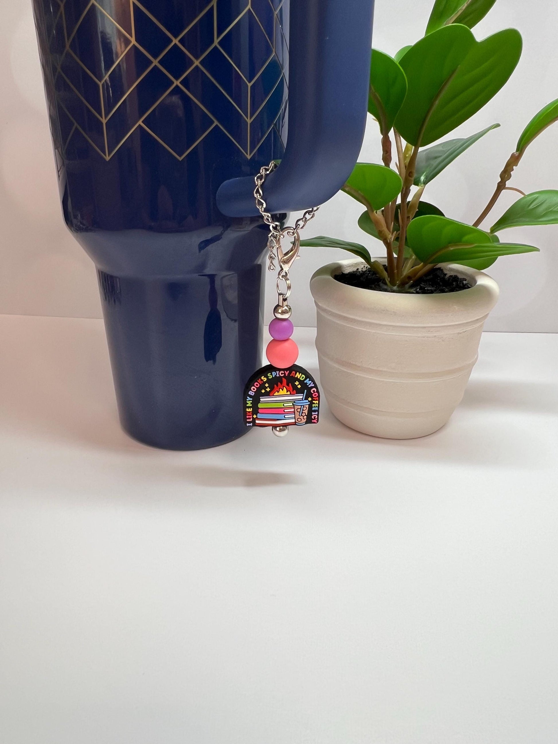 Spicy Books Icy Coffee Cup Charm: Stanley/Bogg Bag Accessory