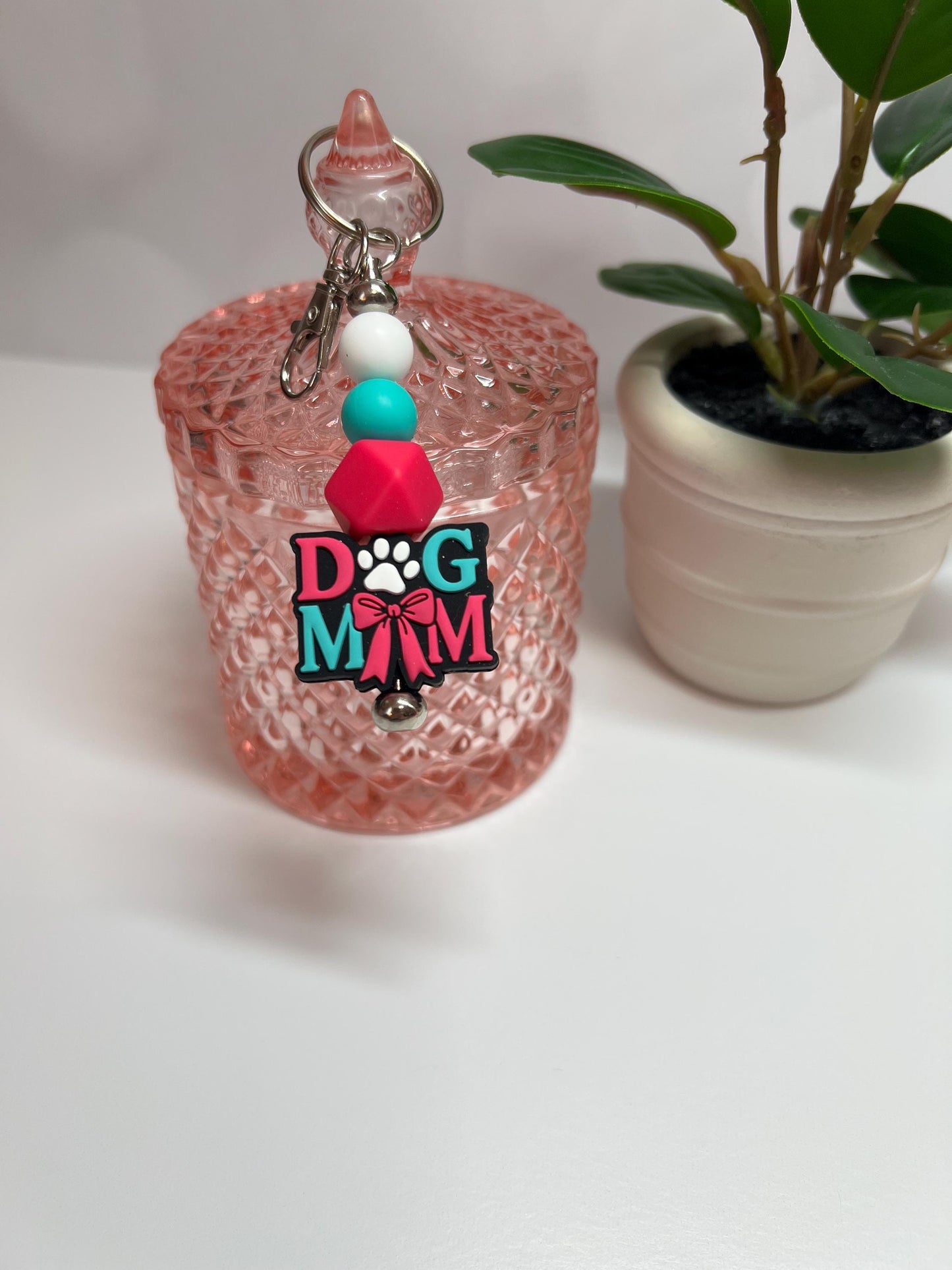 Dog Mom Silicone Bead Keychain: Bag Charm, Stocking Stuffer