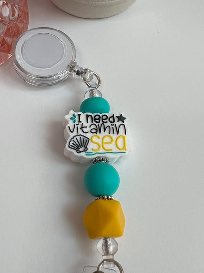 I Need Vitamin Sea Badge Reel: Cruise Vacation ID Holder