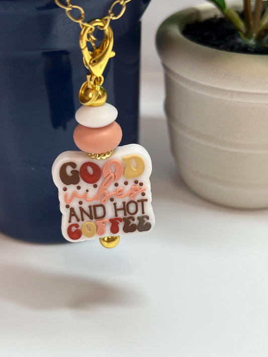 Good Vibes & Coffee Cup Charm: Stanley/Bogg Bag Accessory