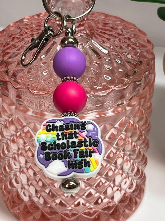 Book Fair Silicone Bead Keychain: Nostalgic Bag Charm