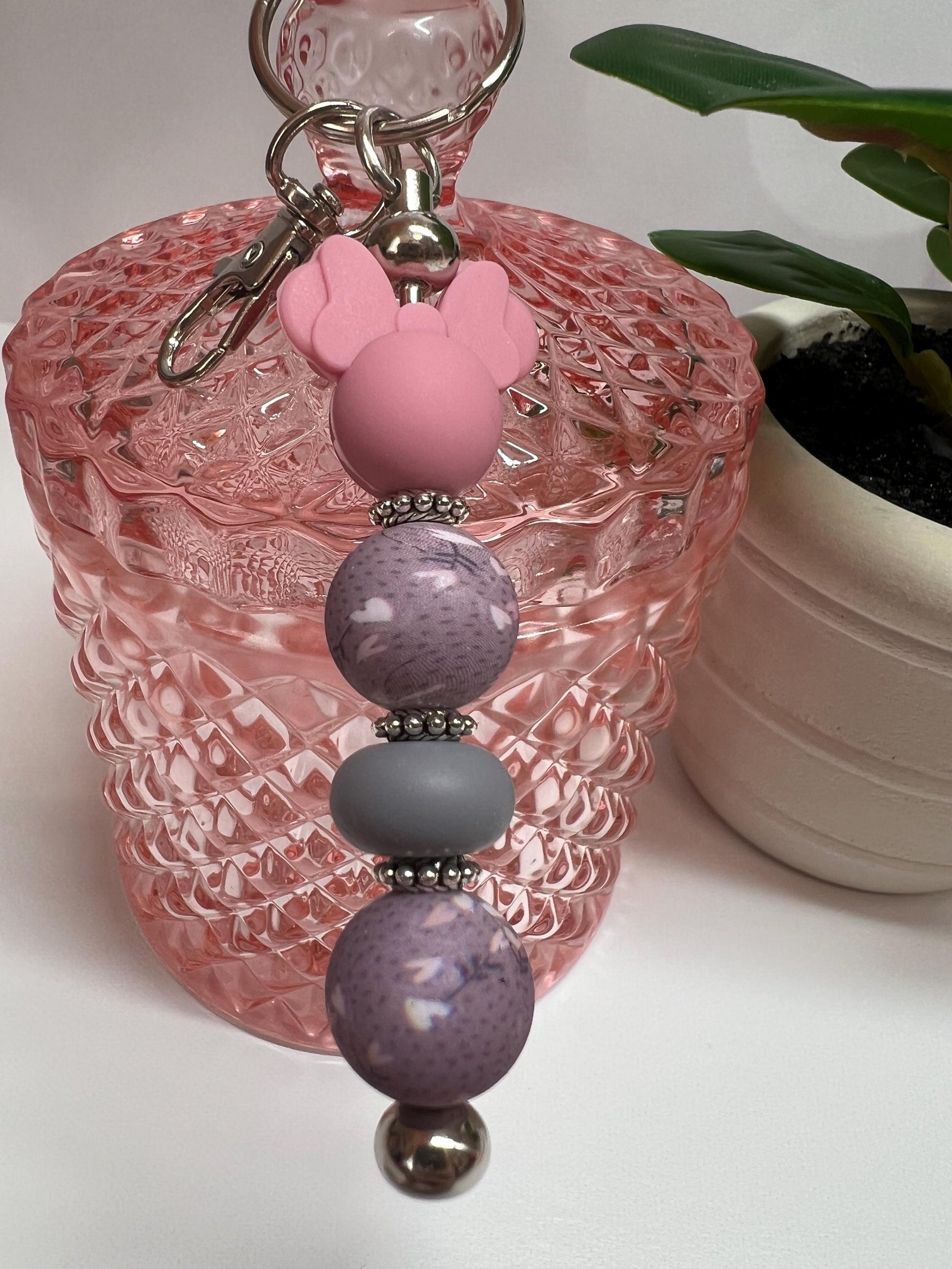 Minnie Mouse Silicone Bead Keychain: Bag Charm, Stocking Stuffer