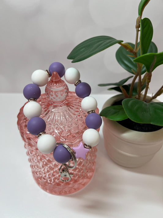 Silicone Beaded Keychain Bracelet - ID Holder, Cruise, Work, Beaded Jewelry