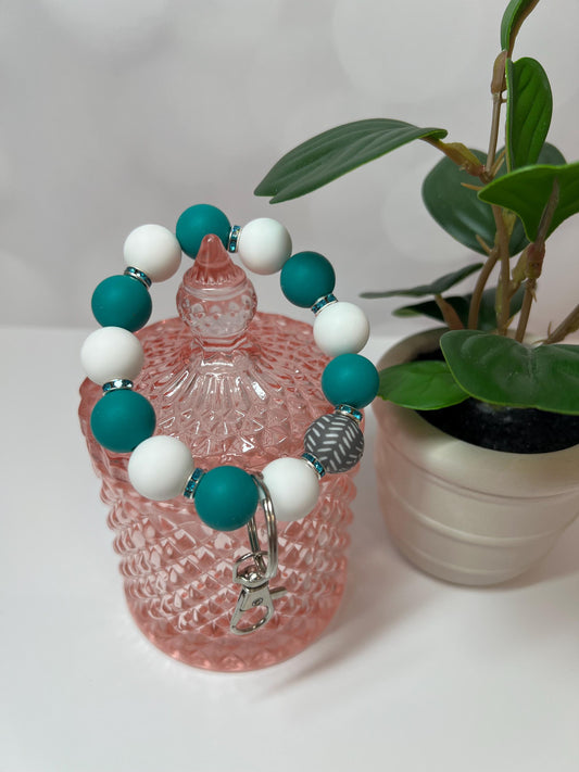 Silicone Beaded Keychain Bracelet - ID Holder, Cruise, Work, Beaded Jewelry