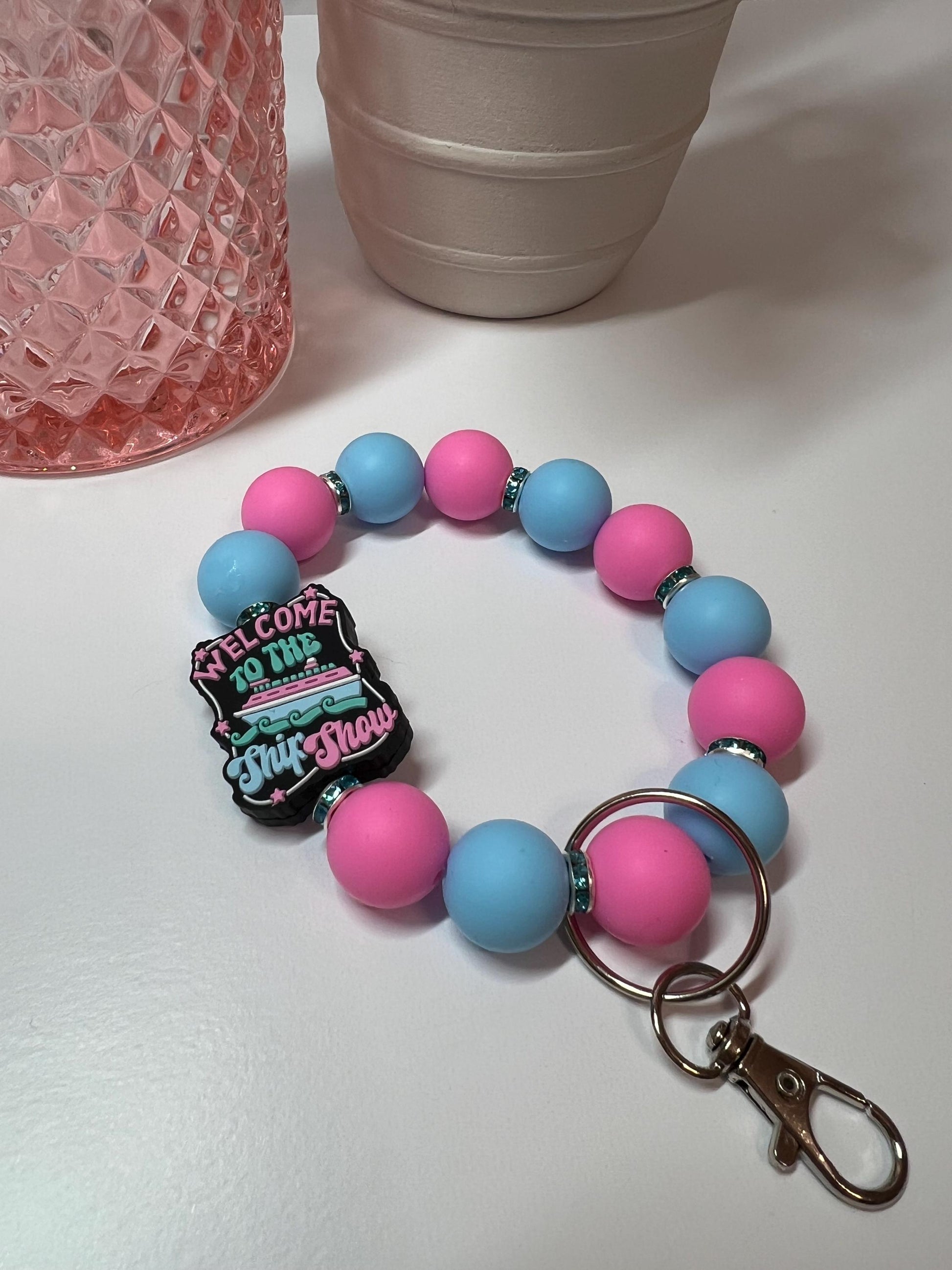 Welcome to the Ship Show Silicone Beaded Keychain Bracelet - ID Holder, Cruise, Work, Beaded Jewelry