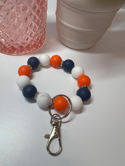 Silicone Beaded Keychain Bracelet - ID Holder, Cruise, Work, Beaded Jewelry