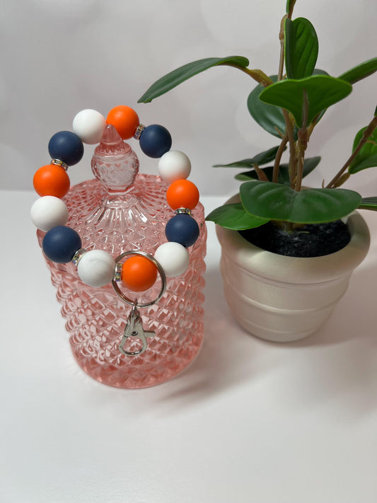 Silicone Beaded Keychain Bracelet - ID Holder, Cruise, Work, Beaded Jewelry