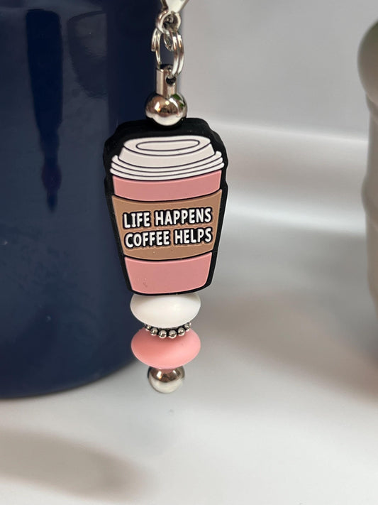 Life Happens Coffee Helps Cup Charm: Stanley/Bogg Bag Accessory