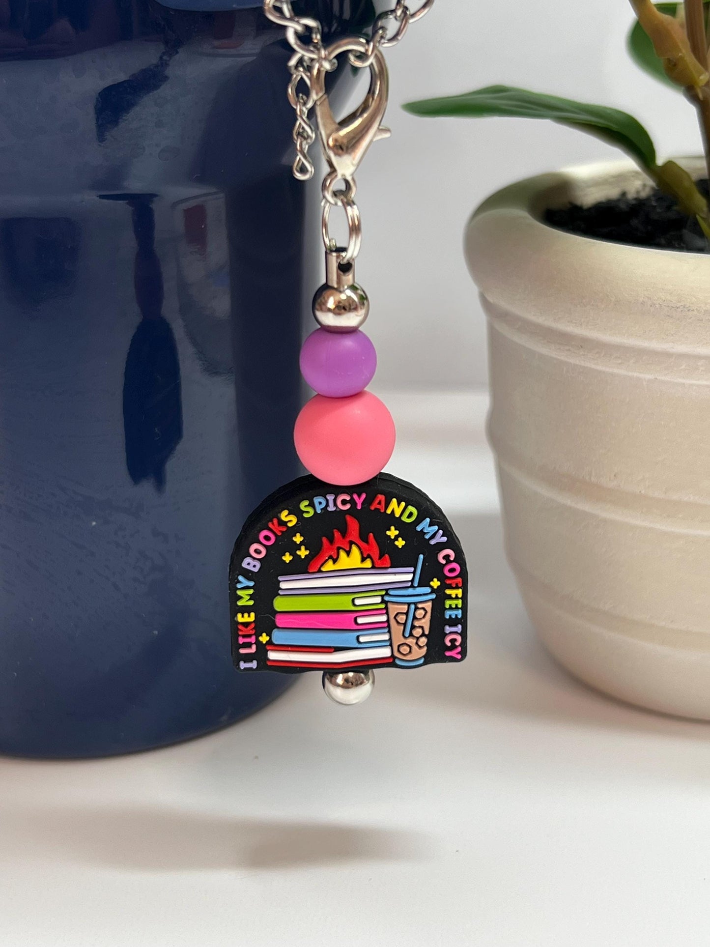 Spicy Books Icy Coffee Cup Charm: Stanley/Bogg Bag Accessory