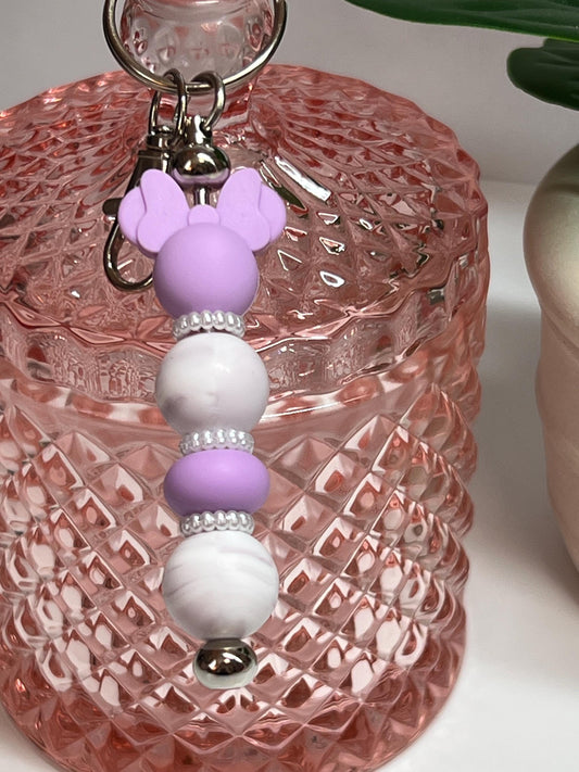 Minnie Mouse Silicone Bead Keychain: Bag Charm, Stocking Stuffer