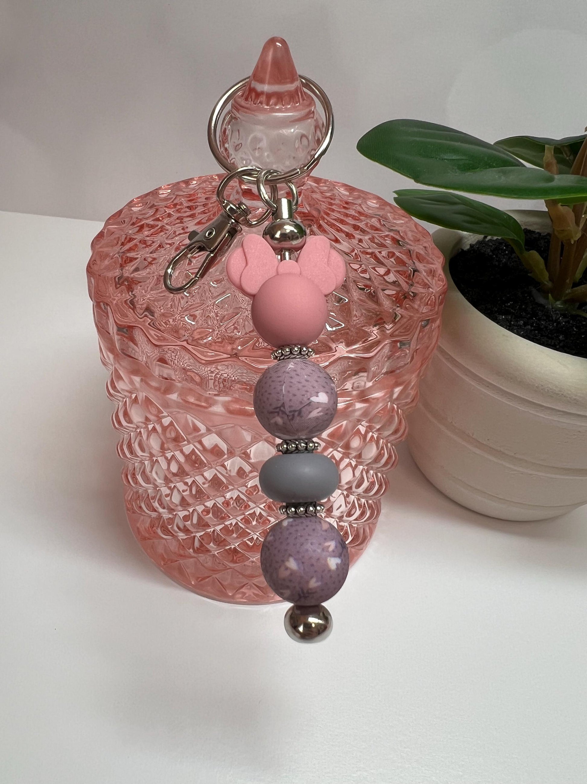 Minnie Mouse Silicone Bead Keychain: Bag Charm, Stocking Stuffer