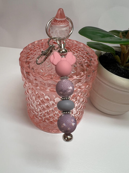 Minnie Mouse Silicone Bead Keychain: Bag Charm, Stocking Stuffer