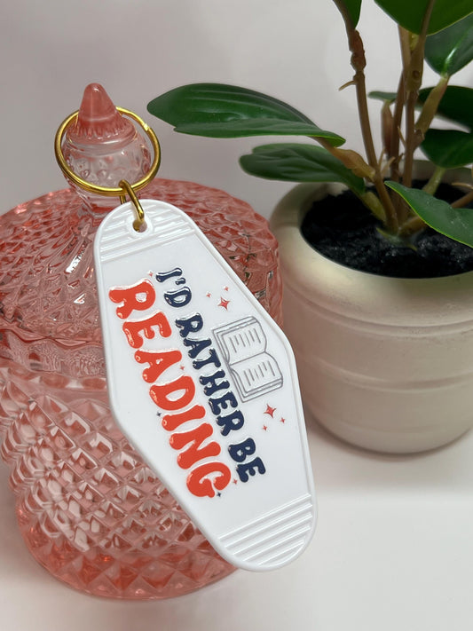I'd Rather Be Reading Motel Keychain: Gift for Book Lover