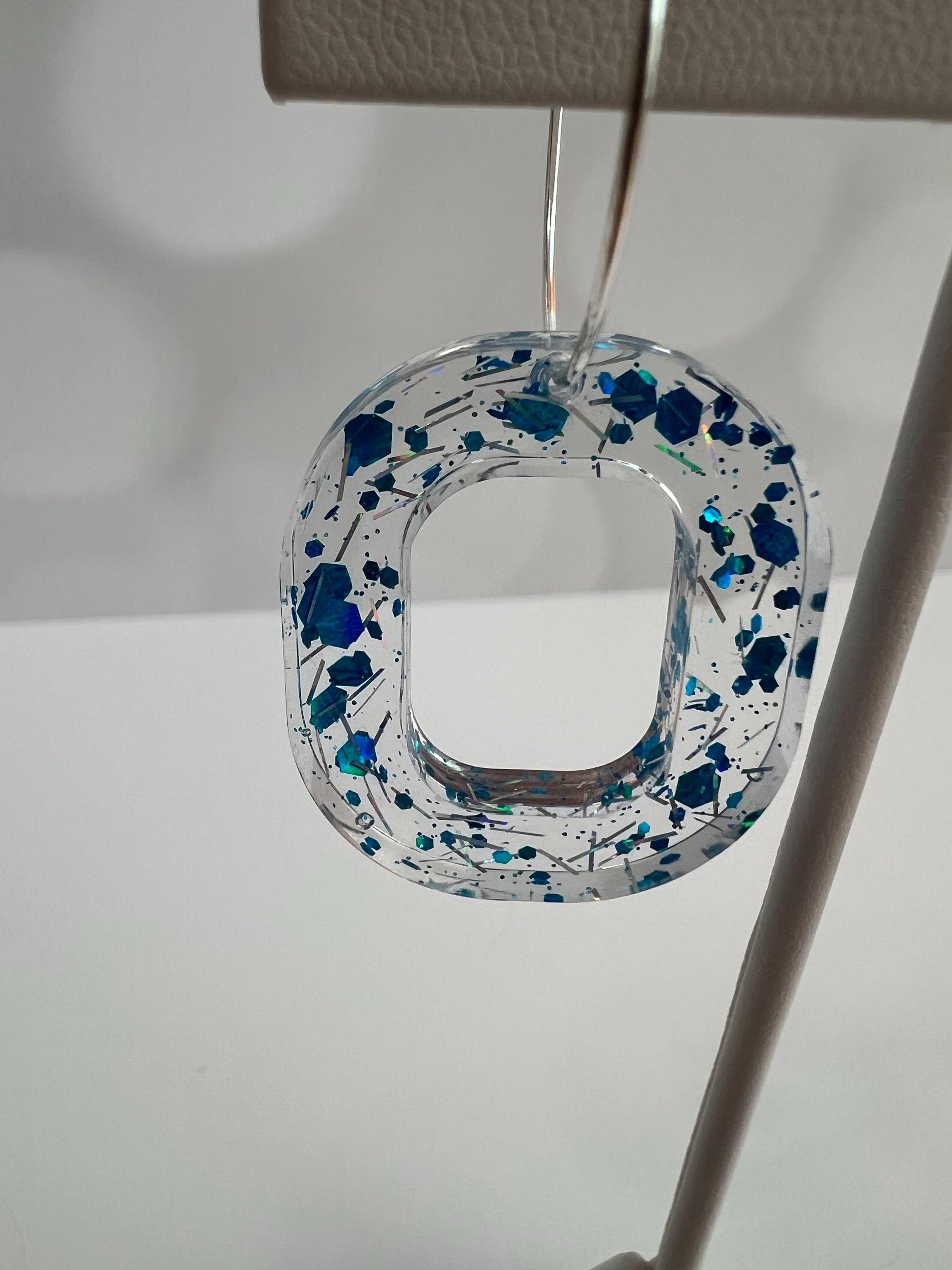 Blue Glitter Resin Earrings |Teardrop Earring | Gift for Her | Handmade