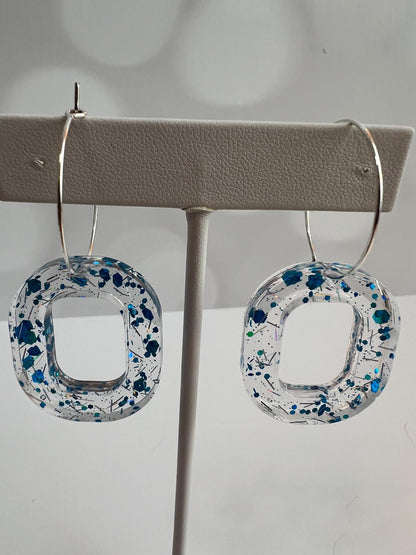 Blue Glitter Resin Earrings |Teardrop Earring | Gift for Her | Handmade